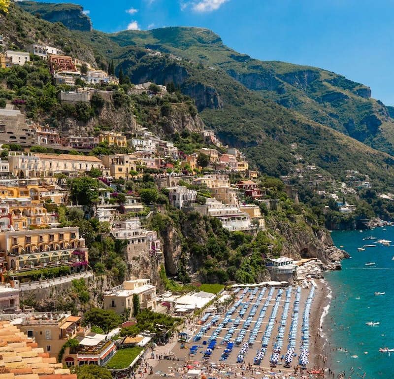 Colorful cliffside buildings in Positano, Italy